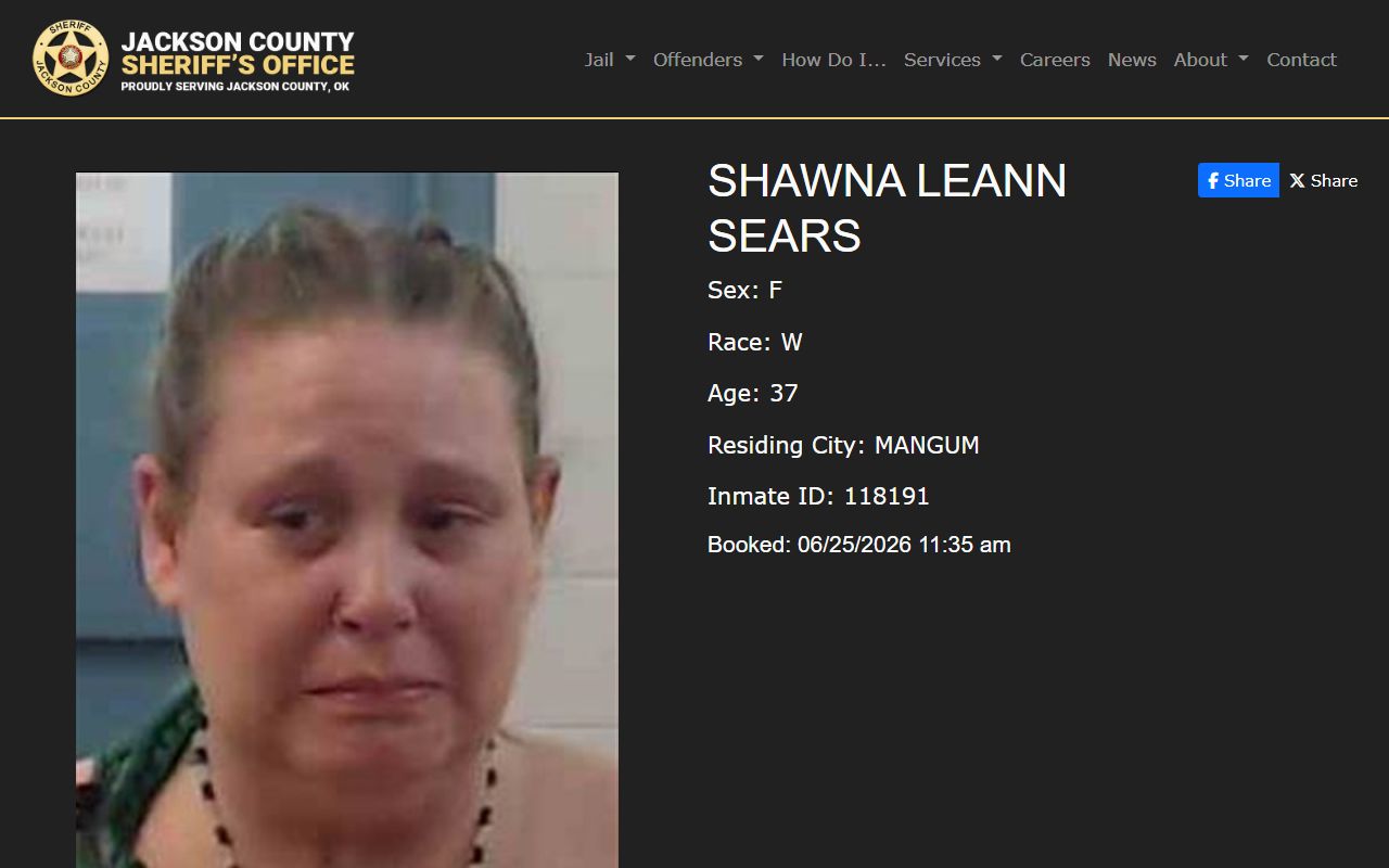 Jackson County jail mugshot and inmate profile fields